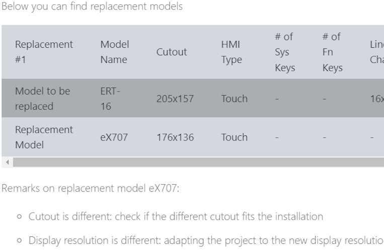 Exor Replacement Finder resultaat